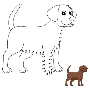 A cute and funny connect-the-dots coloring page of a Chocolate Lab Dog. Provides hours of coloring fun for children. Color, this page is very easy. Suitable for little kids and toddlers.