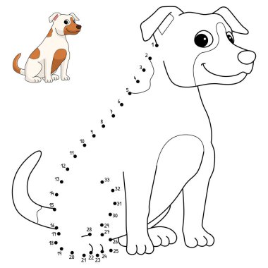 A cute and funny connect-the-dots coloring page of a Jack Russell Terrier Dog. Provides hours of coloring fun for children. Color, this page is very easy. Suitable for little kids and toddlers.