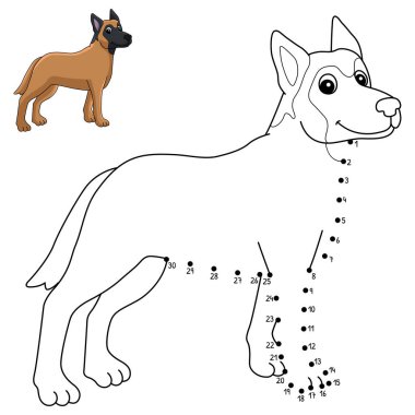 A cute and funny connect-the-dots coloring page of a Belgian Malinois Dog. Provides hours of coloring fun for children. Color, this page is very easy. Suitable for little kids and toddlers.