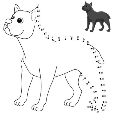 A cute and funny connect-the-dots coloring page of a Cane Corso Dog. Provides hours of coloring fun for children. Color, this page is very easy. Suitable for little kids and toddlers.