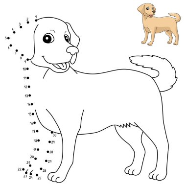 A cute and funny connect-the-dots coloring page of a Labrador Retriever Dog. Provides hours of coloring fun for children. Color, this page is very easy. Suitable for little kids and toddlers.