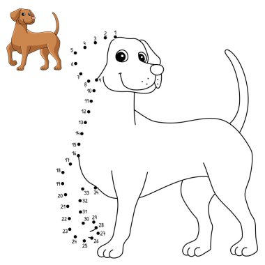 A cute and funny connect-the-dots coloring page of a Vizsla Dog. Provides hours of coloring fun for children. Color, this page is very easy. Suitable for little kids and toddlers.