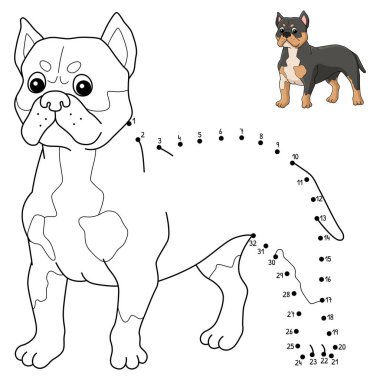 A cute and funny connect-the-dots coloring page of an American Bully Dog. Provides hours of coloring fun for children. Color, this page is very easy. Suitable for little kids and toddlers.