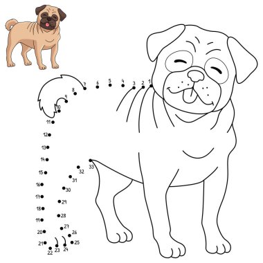 A cute and funny connect-the-dots coloring page of a Pug Dog. Provides hours of coloring fun for children. Color, this page is very easy. Suitable for little kids and toddlers.