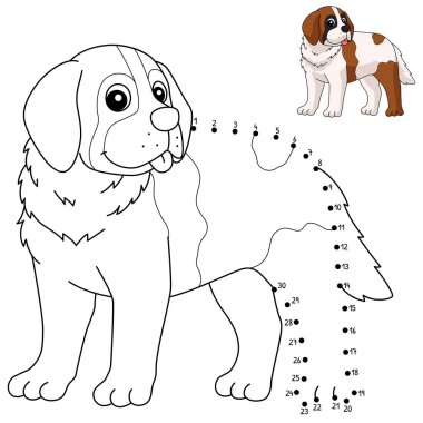 A cute and funny connect-the-dots coloring page of a Saint Bernard Dog. Provides hours of coloring fun for children. Color, this page is very easy. Suitable for little kids and toddlers.