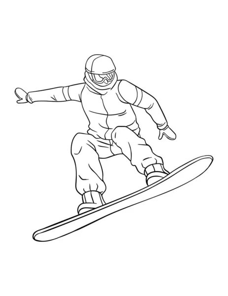 A cute and funny coloring page of a Snowboarding. Provides hours of coloring fun for children. Color, this page is very easy. Suitable for little kids and toddlers.