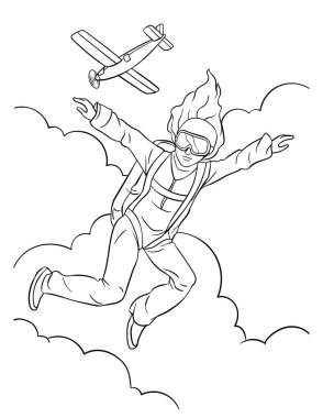 A cute and funny coloring page for Skydiving. Provides hours of coloring fun for children. Color, this page is very easy. Suitable for little kids and toddlers.