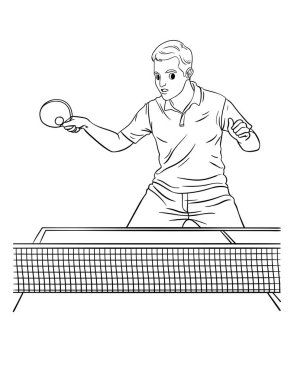 A cute and funny coloring page for Table Tennis. Provides hours of coloring fun for children. Color, this page is very easy. Suitable for little kids and toddlers.