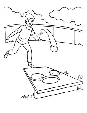 A cute and funny coloring page of Cornhole. Provides hours of coloring fun for children. Color, this page is very easy. Suitable for little kids and toddlers.