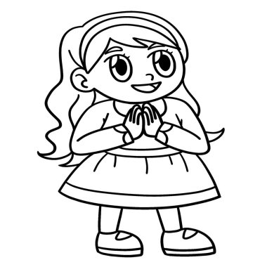 A cute and funny coloring page of a Girl Praying. Provides hours of coloring fun for children. Color, this page is very easy. Suitable for little kids and toddlers.
