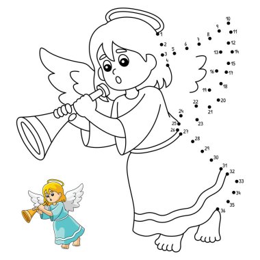 A cute and funny connect-the-dots coloring page of a Christmas Angel Isolated. Provides hours of coloring fun for children. Color, this page is very easy. Suitable for little kids and toddlers.