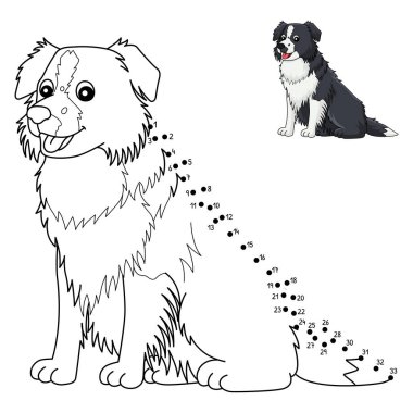 A cute and funny connect-the-dots coloring page of a Border Collie Dog. Provides hours of coloring fun for children. Color, this page is very easy. Suitable for little kids and toddlers.