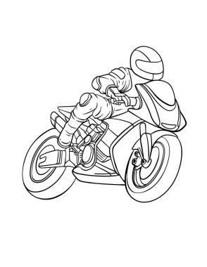 A cute and funny coloring page of Motorcycle Racing. Provides hours of coloring fun for children. Color, this page is very easy. Suitable for little kids and toddlers.