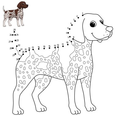 A cute and funny connect-the-dots coloring page of a German Shorthaired Pointer Dog. Provides hours of coloring fun for children. Color, this page is very easy. Suitable for little kids and toddlers.