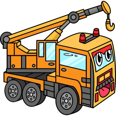 This cartoon clipart shows a Crane with a Face Vehicle illustration.