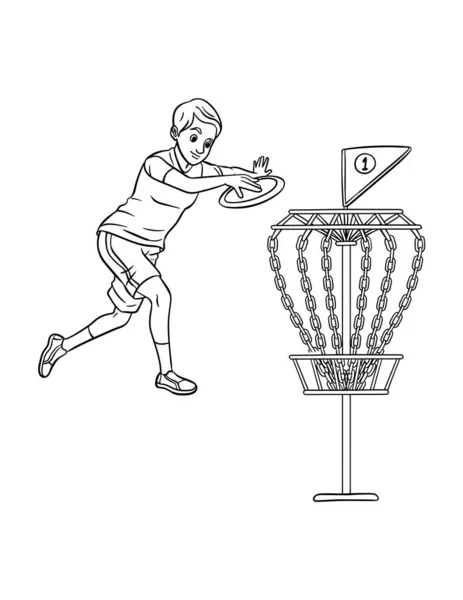 Cute Funny Coloring Page Disc Golf Provides Hours Coloring Fun — Stockový vektor