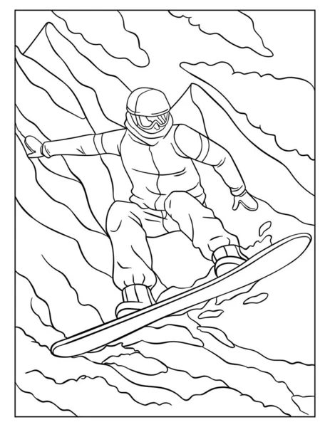 A cute and funny coloring page of a Snowboarding. Provides hours of coloring fun for children. Color, this page is very easy. Suitable for little kids and toddlers.