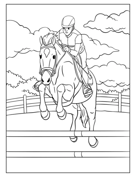 Cute Funny Coloring Page Show Jumping Provides Hours Coloring Fun — Stockový vektor