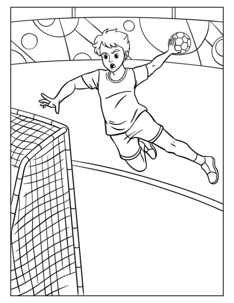 Cute Funny Coloring Page Handball Provides Hours Coloring Fun Children — ストックベクタ