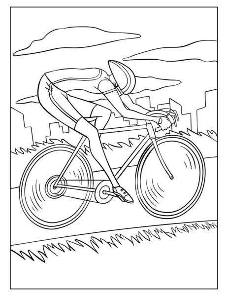 Cute Funny Coloring Page Road Bicycle Racing Provides Hours Coloring — Stock Vector