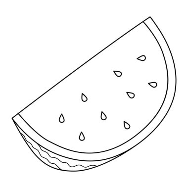 A cute and funny coloring page of a watermelon. Provides hours of coloring fun for children. Color, this page is very easy. Suitable for little kids and toddlers.