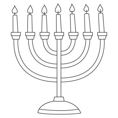 A cute and funny coloring page of a Hanukkah Menorah. Provides hours of coloring fun for children. Color, this page is very easy. Suitable for little kids and toddlers.
