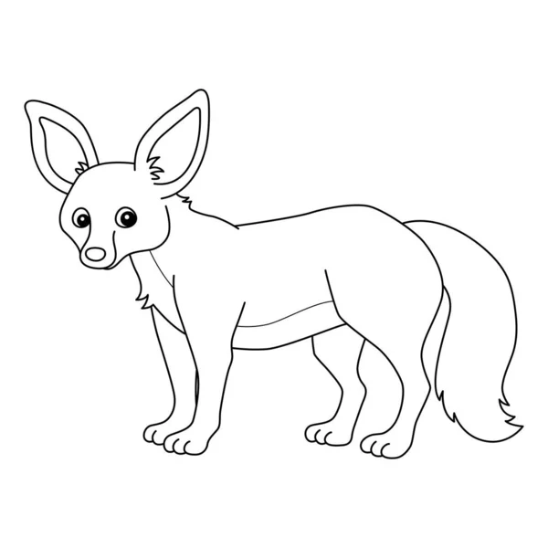 Cute Funny Coloring Page Bat Eared Fox Animal Provides Hours — Vector de stock