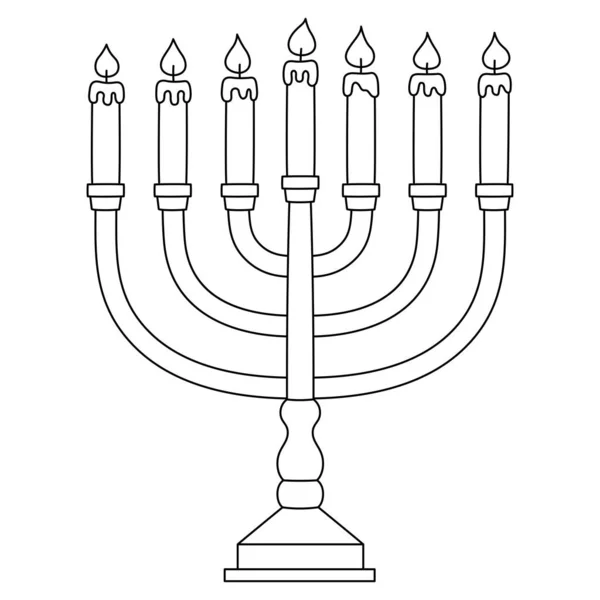 Cute Funny Coloring Page Hanukkah Menorah Provides Hours Coloring Fun — Archivo Imágenes Vectoriales