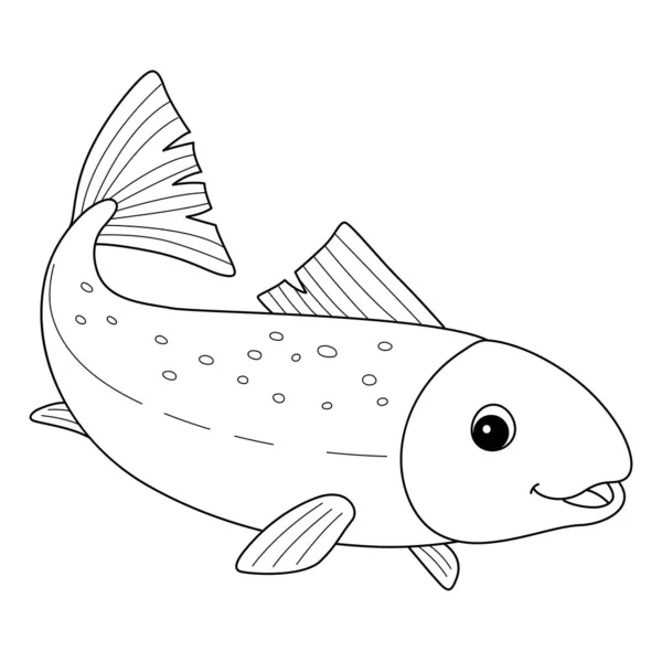 Cute Funny Coloring Page Salmon Provides Hours Coloring Fun Children — Vettoriale Stock