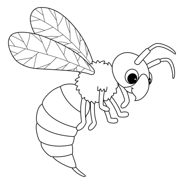 Cute Funny Coloring Page Hornet Animal Provides Hours Coloring Fun —  Vetores de Stock