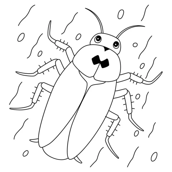 Cute Funny Coloring Page Cockroach Provides Hours Coloring Fun Children — Vetor de Stock