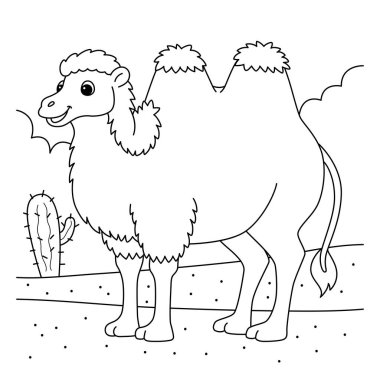 A cute and funny coloring page of a Bactrian Camel. Provides hours of coloring fun for children. Color, this page is very easy. Suitable for little kids and toddlers.