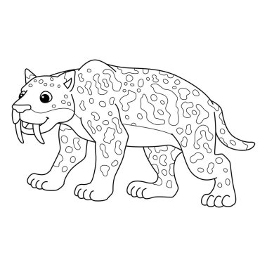 A cute and funny coloring page of a Smilodon. Provides hours of coloring fun for children. Color, this page is very easy. Suitable for little kids and toddlers.