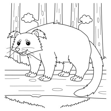 A cute and funny coloring page of a Binturong Animal. Provides hours of coloring fun for children. Color, this page is very easy. Suitable for little kids and toddlers.