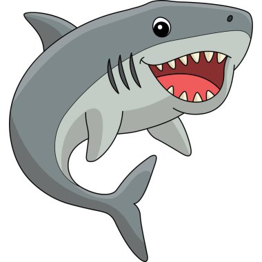 This cartoon clipart shows a Megalodon Animal illustration