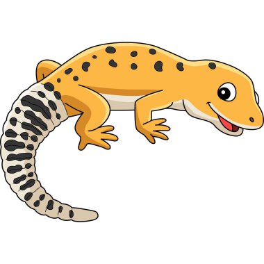 This cartoon clipart shows a Leopard Gecko Animal illustration