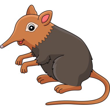This cartoon clipart shows an Elephant Shrew Animal illustration