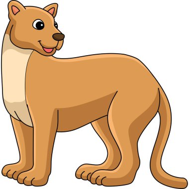 This cartoon clipart shows a Puma Animal illustration