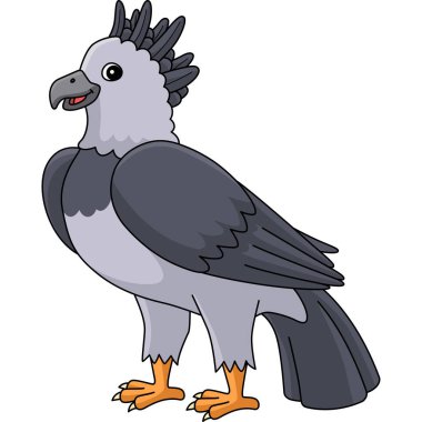 This cartoon clipart shows a Harpy Eagle Animal illustration