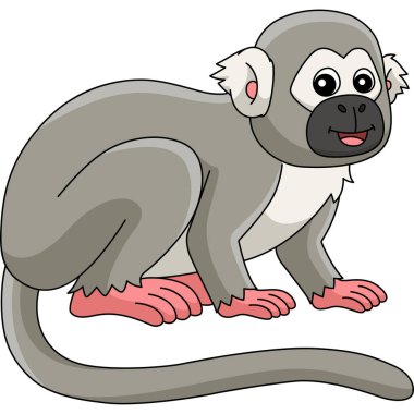 This cartoon clipart shows a Squirrel Monkey Animal illustration