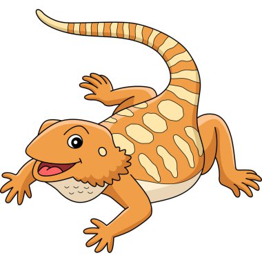 This cartoon clipart shows a Bearded Dragon Animal illustration