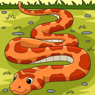 This cartoon clipart shows a Corn Snake Animal illustration