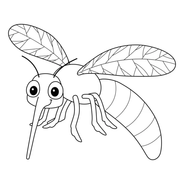 Cute Funny Coloring Page Mosquito Provides Hours Coloring Fun Children — Vetor de Stock