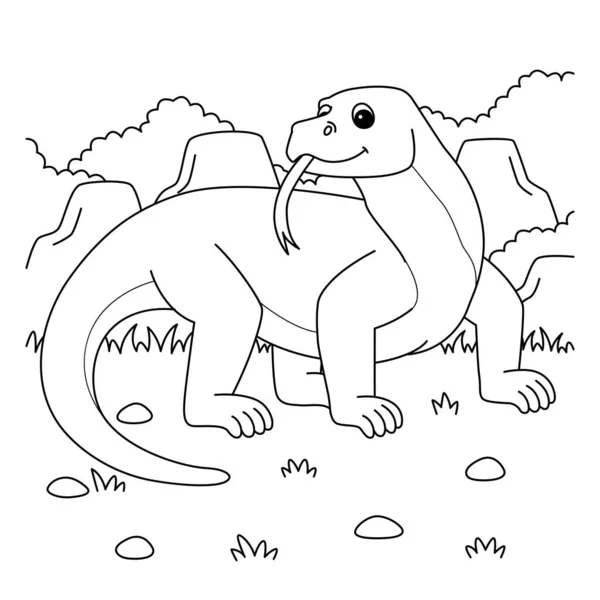 Cute Funny Coloring Page Komodo Dragon Provides Hours Coloring Fun — Archivo Imágenes Vectoriales