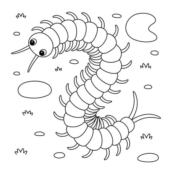 Cute Funny Coloring Page Centipede Provides Hours Coloring Fun Children — стоковый вектор