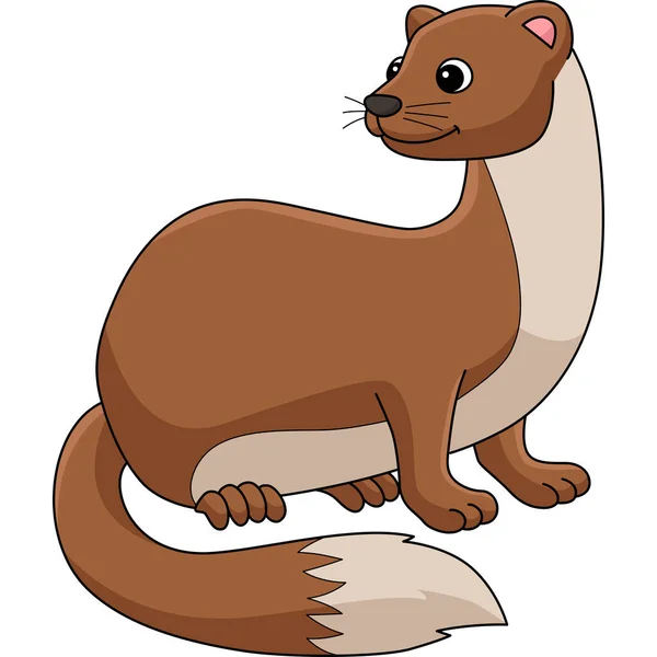 Cartoon Clipart Shows Weasel Animal Illustration — Stockový vektor