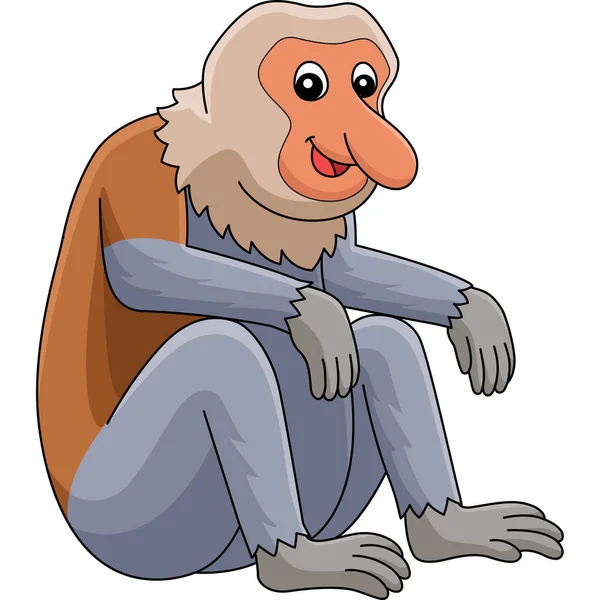 Cartoon Clipart Shows Proboscis Monkey Animal Illustration — Wektor stockowy