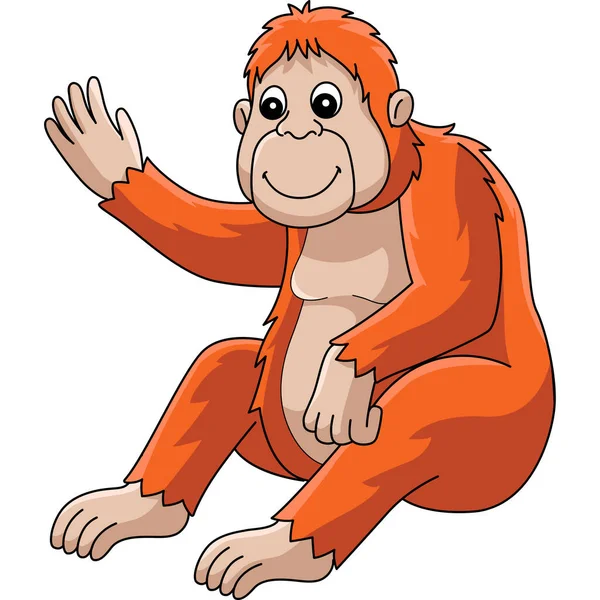 Cartoon Clipart Shows Orangutan Animal Illustration — Vettoriale Stock