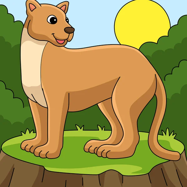 Cartoon Clipart Shows Puma Animal Illustration — Image vectorielle