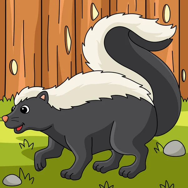 Cartoon Clipart Shows Skunk Animal Illustration — ストックベクタ